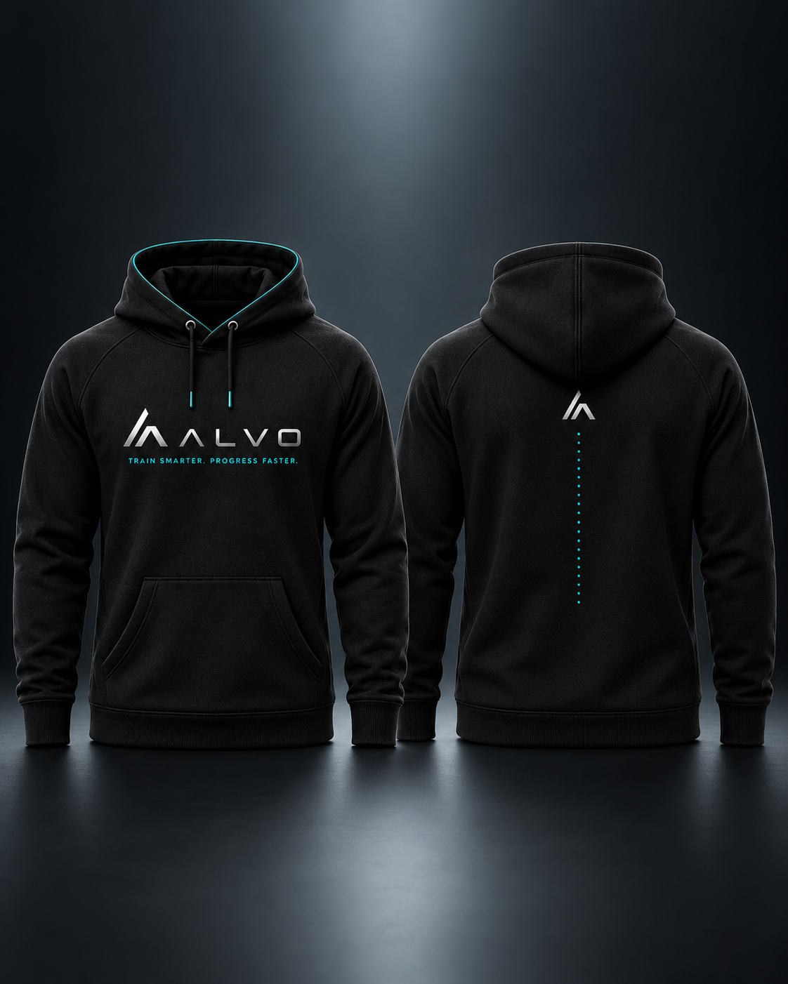 ALVO hoodie, front and back